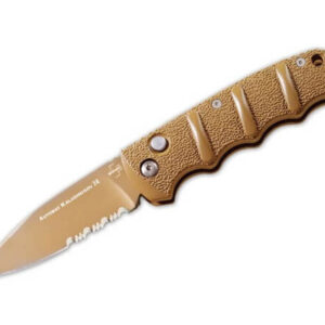 New Boker Kalashnikov Automatic Knife Desert Sand Aluminum (3.35" Tan PVD Serrated)